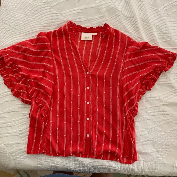 Anthropologie Aveiro flutter-sleeved buttondown - Picture 4 of 6